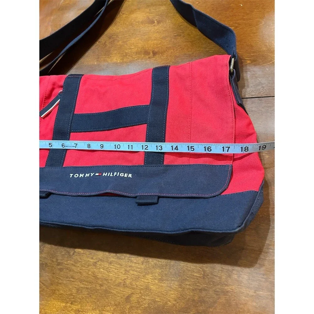 Tommy Hilfiger Vintage Colorblock Messenger Bag Red Navy Medium Shoulder